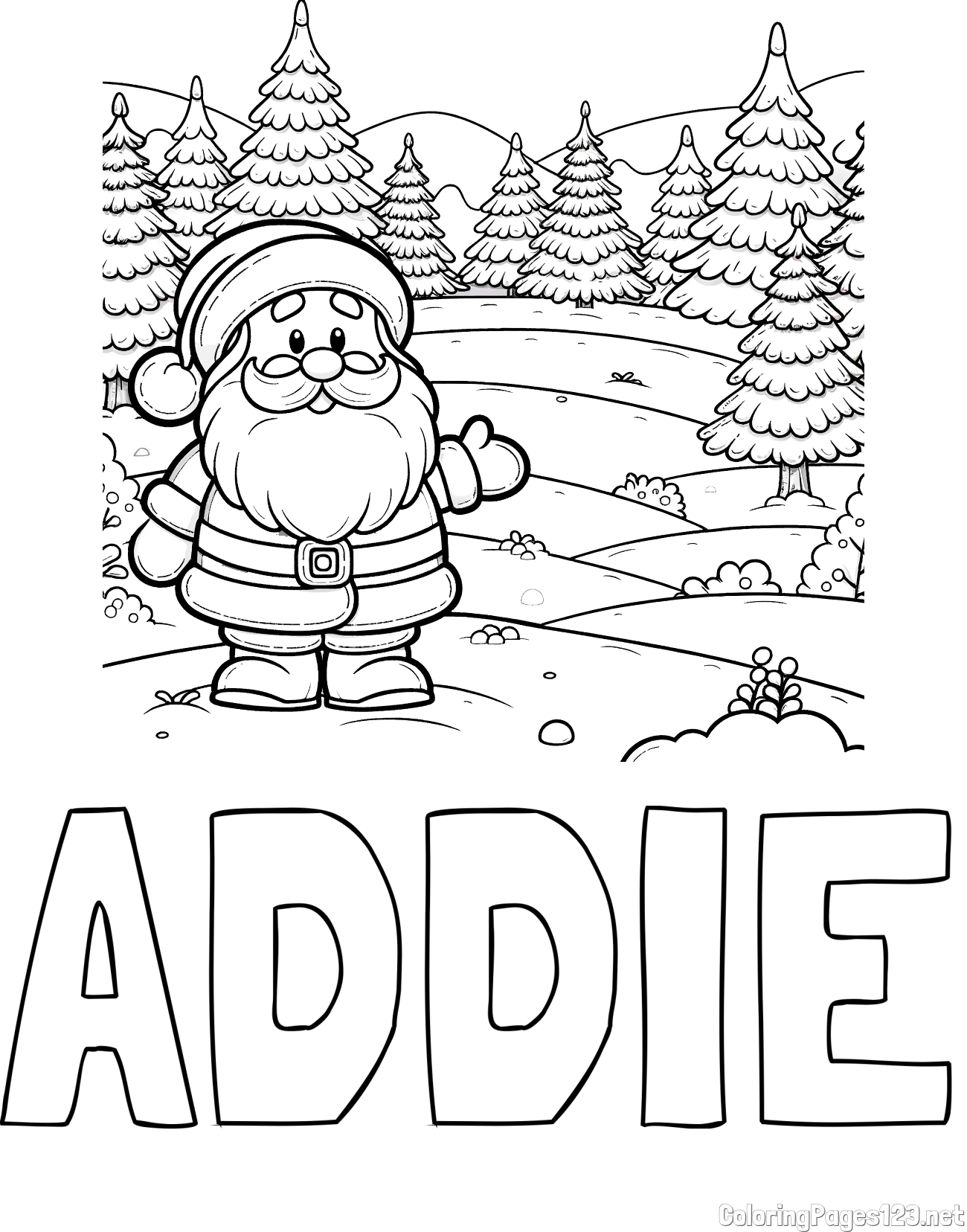 ADDIE Coloring Page and Coloring Page of a Cheerful Santa Claus
