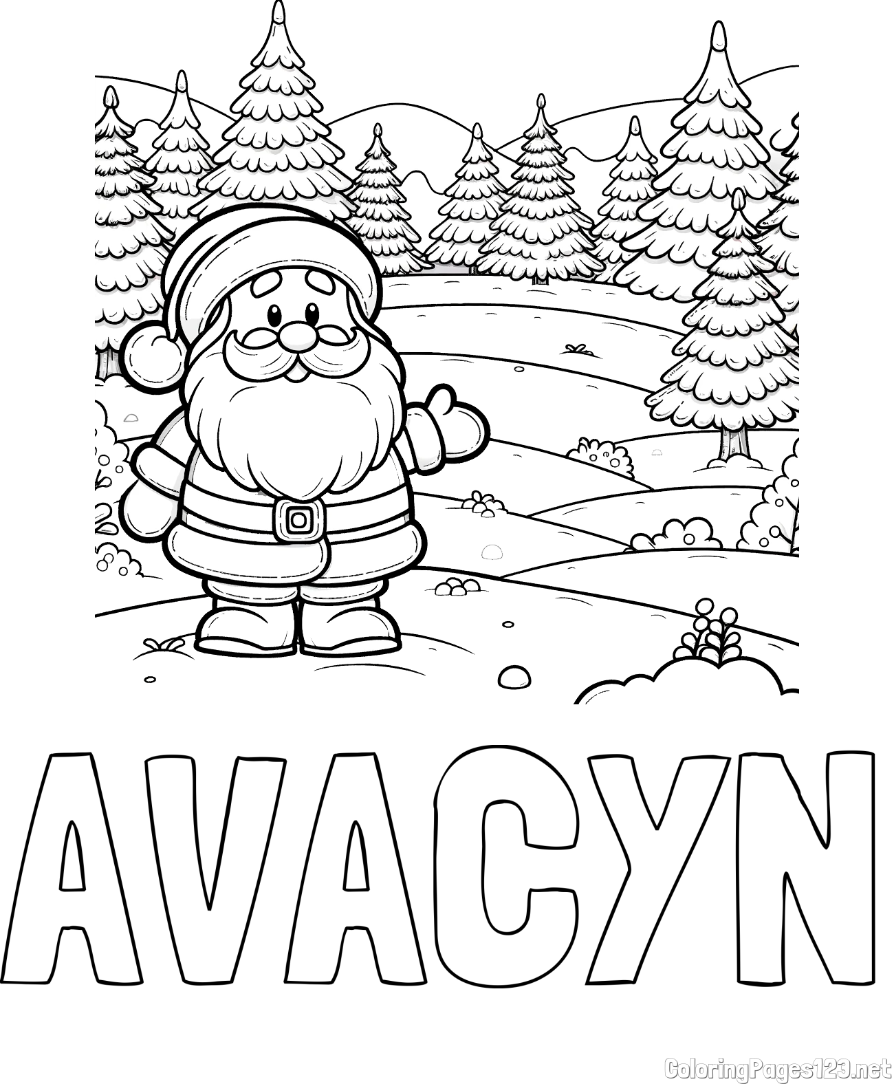 AVACYN Coloring Page and Coloring Page of a Cheerful Santa Claus