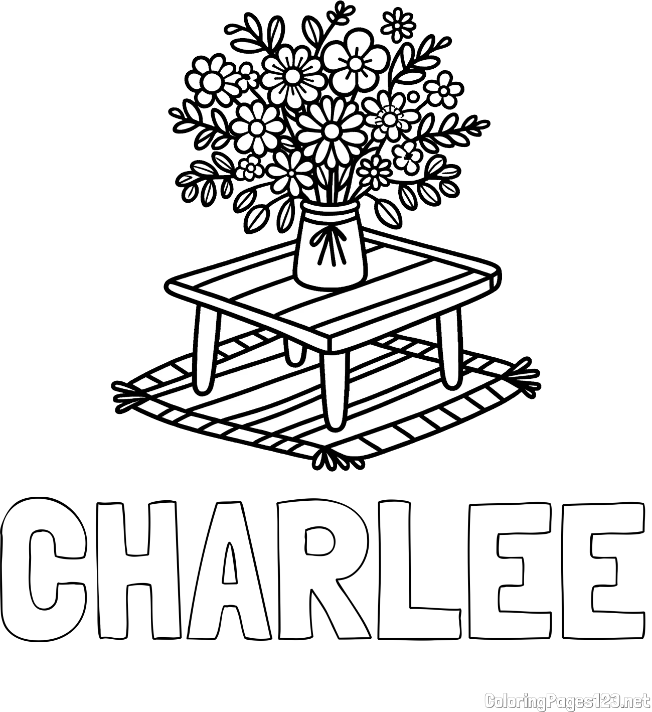 CHARLEE Coloring Page and Simple Flower Bouquet Coloring Page