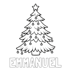 EMMANUEL Coloring Page and Christmas Tree with Star and Ornaments Coloring Page