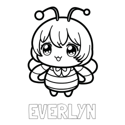 Online Created Coloring Page - EVERLYN Coloring Page and Anime-Style Bee Coloring Page