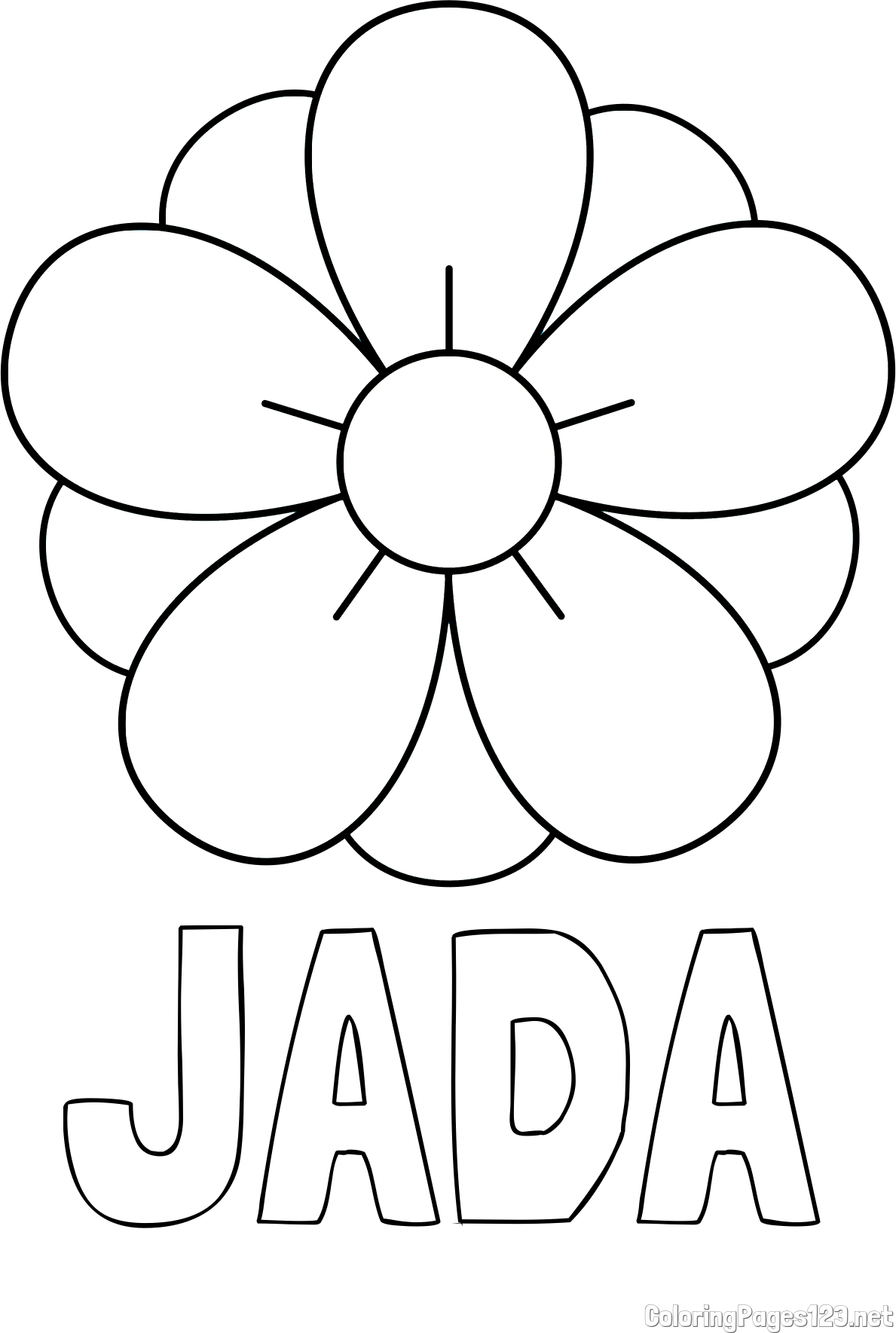 JADA Coloring Page and Flower Without Stem Coloring Page