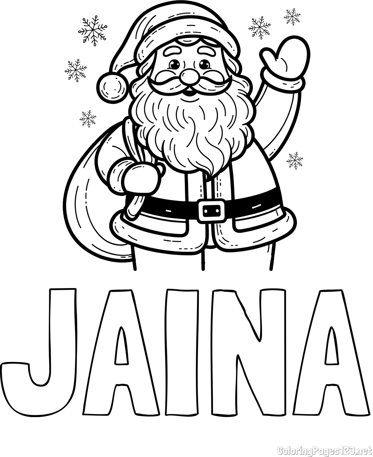 JAINA Coloring Page and Free Coloring Page of Joyful Santa Claus