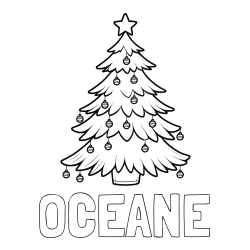 OCEANE Coloring Page and Christmas Tree with Star and Ornaments Coloring Page