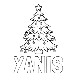 YANIS Coloring Page and Christmas Tree with Star and Ornaments Coloring Page