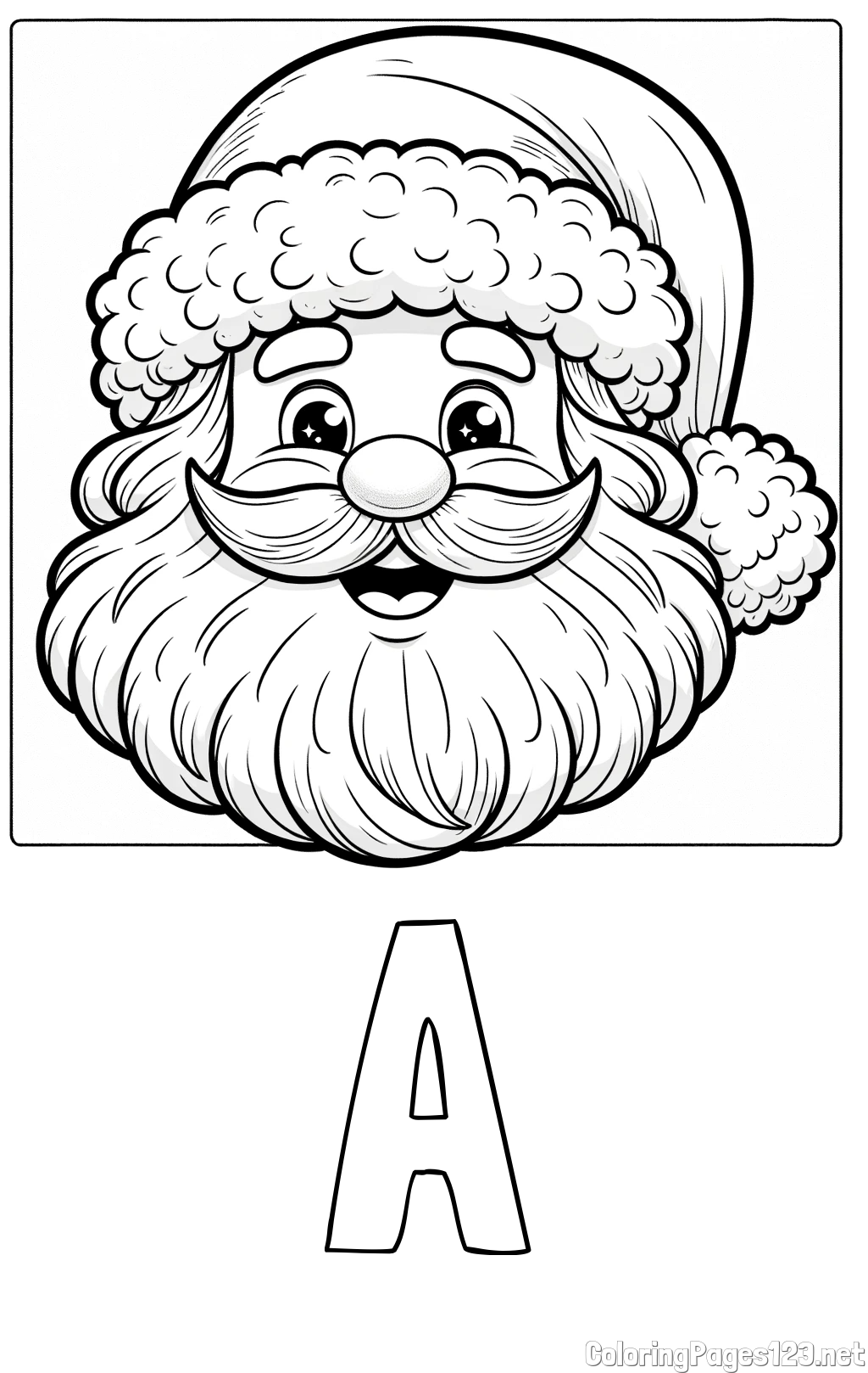 A Coloring Page and Free Coloring Page of Smiling Santa Claus