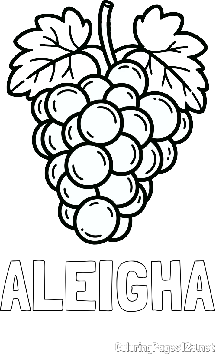 ALEIGHA Coloring Page and Easy Grape Coloring Page