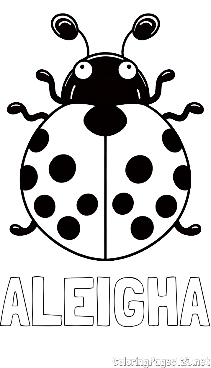 ALEIGHA Coloring Page and Easy Ladybug Coloring Page