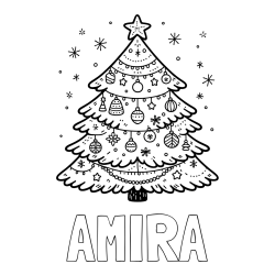 AMIRA Coloring Page and Coloring Page of a Beautiful Christmas Tree