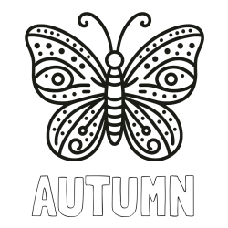 Online Created Coloring Page - AUTUMN Coloring Page and Butterfly Coloring Page (Simple)