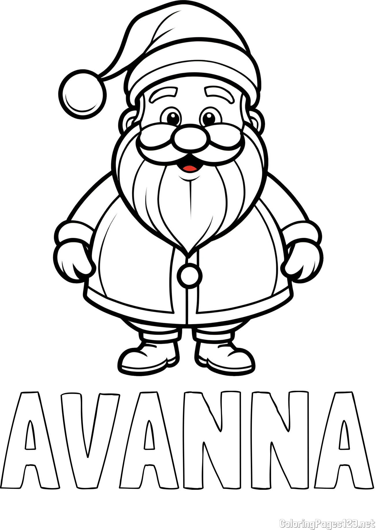 AVANNA Coloring Page and Adorable Santa Claus Coloring Page for kids