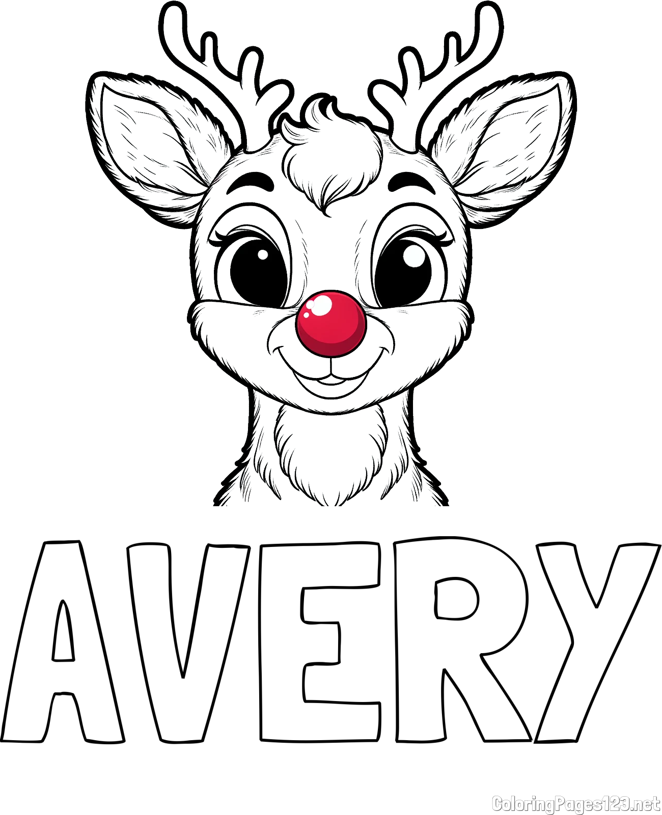 AVERY Coloring Page and Coloring Page of Rudolph the Red-Nosed Reindeer