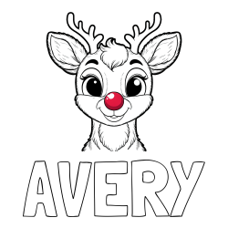 Online Created Coloring Page - AVERY Coloring Page and Coloring Page of Rudolph the Red-Nosed Reindeer