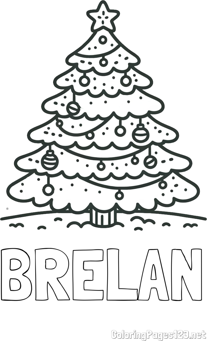 BRELAN Coloring Page and Coloring Page of a Simple Christmas Tree