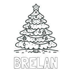 BRELAN Coloring Page and Coloring Page of a Simple Christmas Tree
