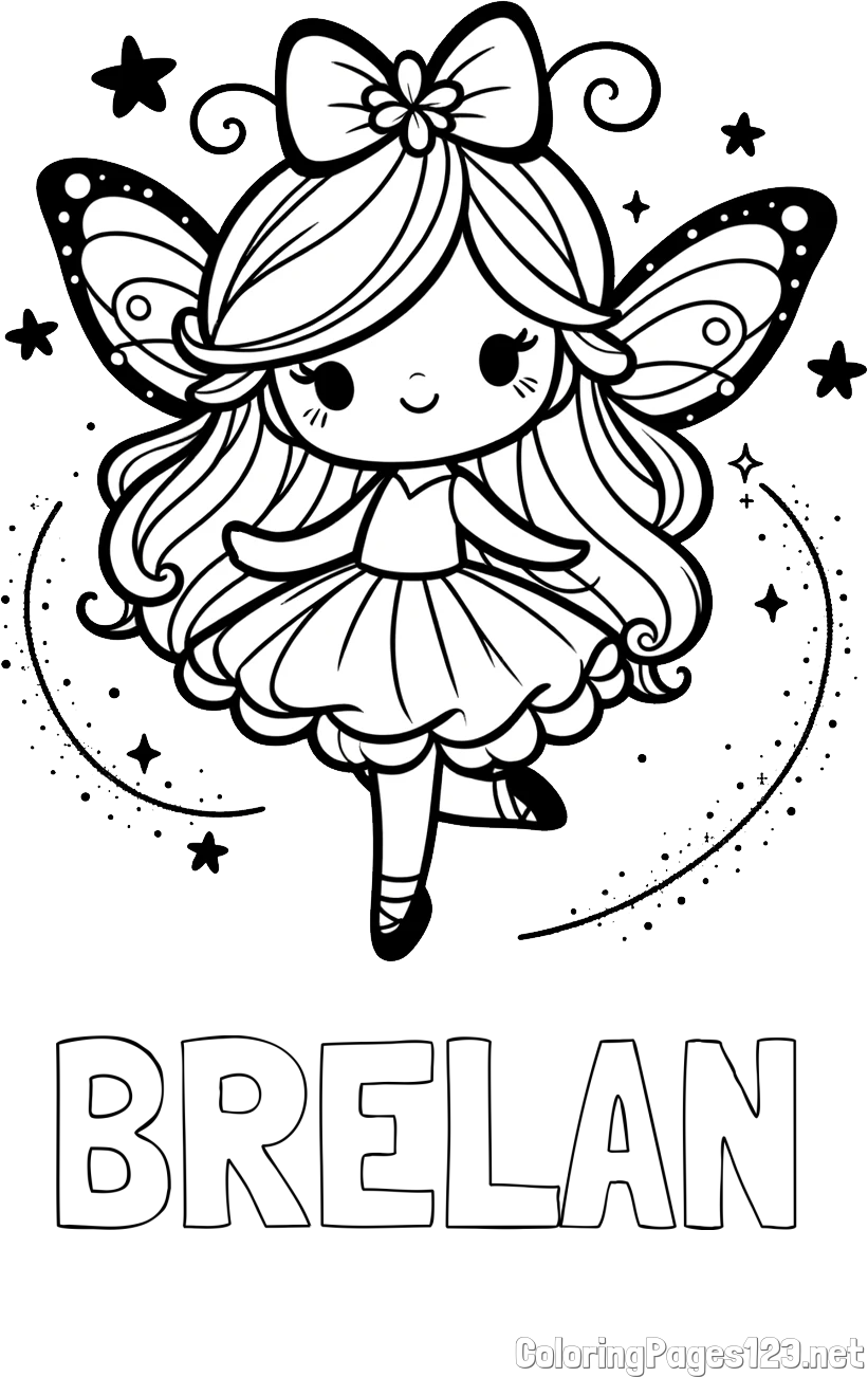 BRELAN Coloring Page and Cute Magical Fairy