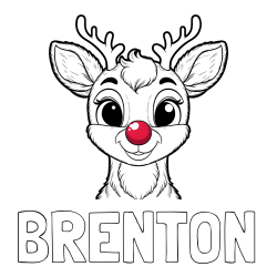 BRENTON Coloring Page and Coloring Page of Rudolph the Red-Nosed Reindeer