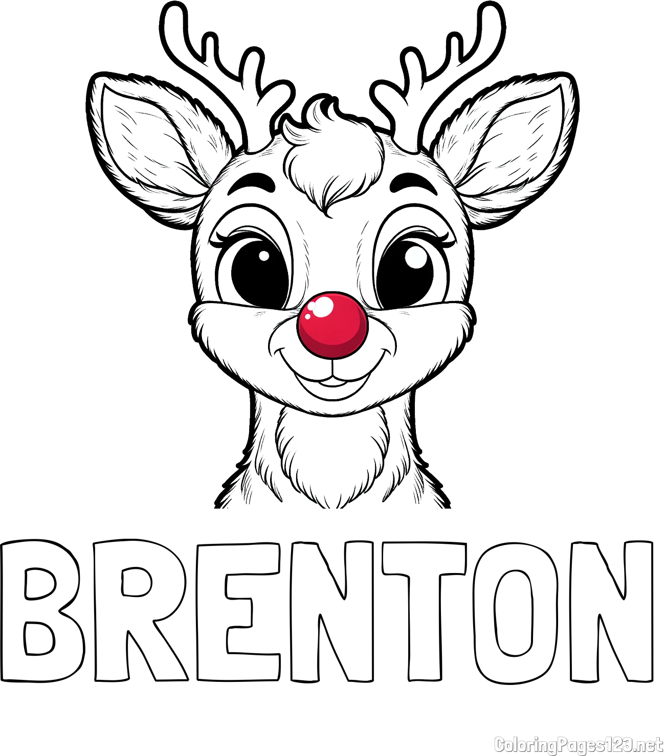 BRENTON Coloring Page and Coloring Page of Rudolph the Red-Nosed Reindeer