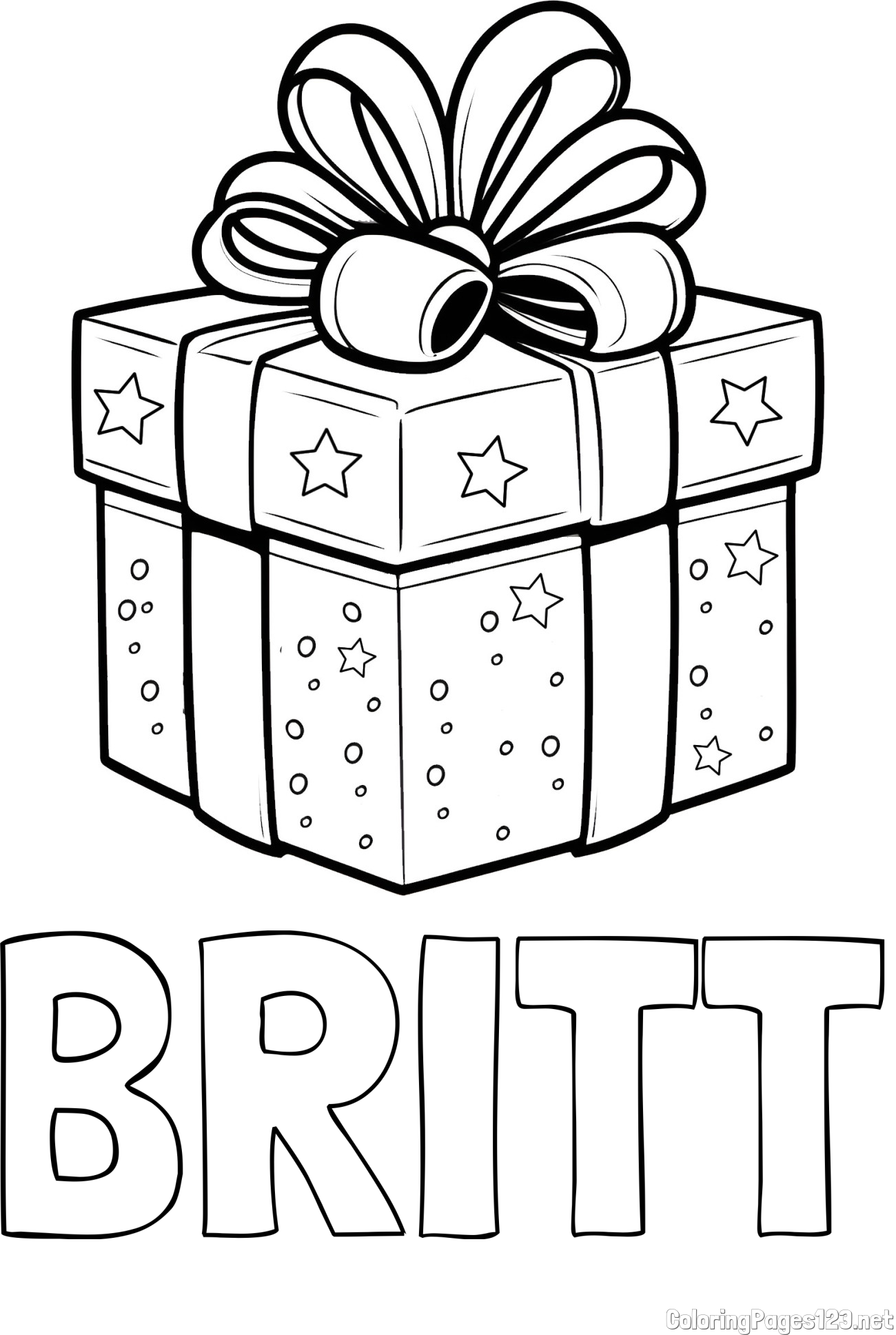 BRITT Coloring Page and Christmas Gift Coloring Page
