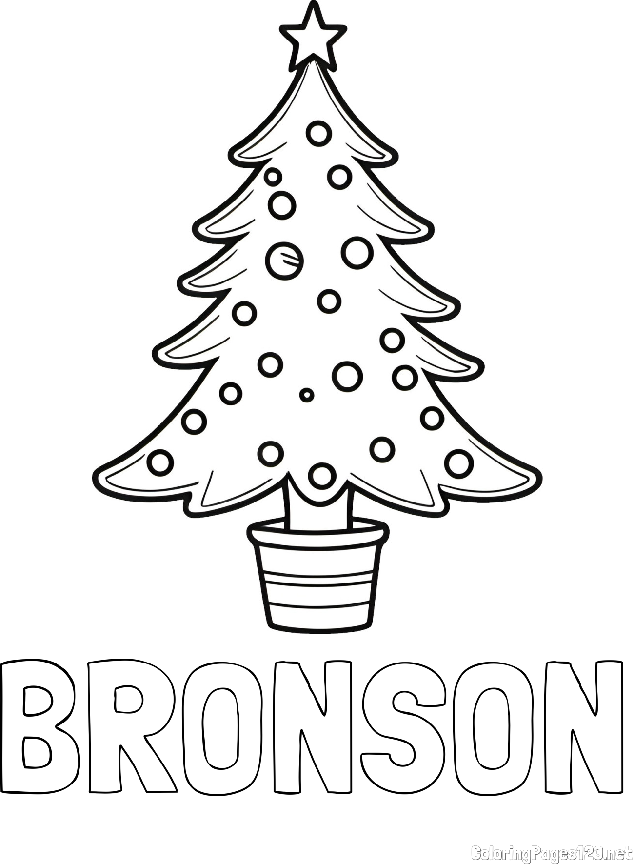 BRONSON Coloring Page and Beautiful Christmas Tree Coloring Page