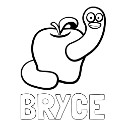 Online Created Coloring Page - BRYCE Coloring Page and Apple and Smiling Worm Coloring Page