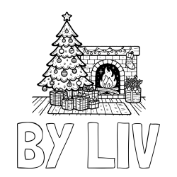 Online Created Coloring Page - BY LIV Coloring Page and Coloring Page of a Christmas Tree with Presents and a Fireplace