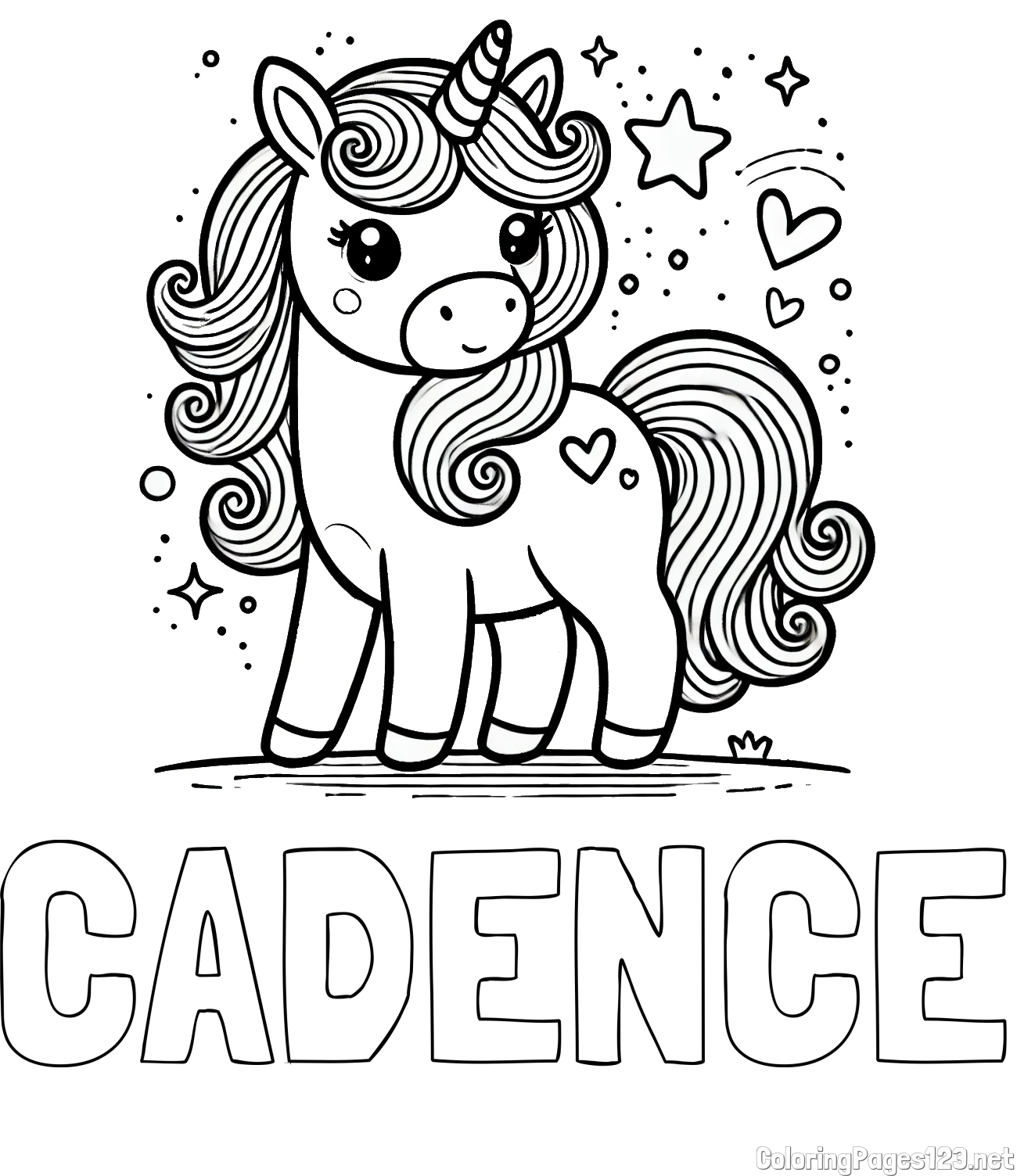 CADENCE Coloring Page and Cute Unicorn Coloring Page