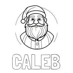 Online Created Coloring Page - CALEB Coloring Page and Cheerful Santa Claus Coloring Page for Kids