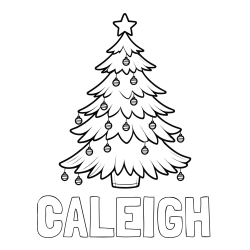 CALEIGH Coloring Page and Christmas Tree with Star and Ornaments Coloring Page