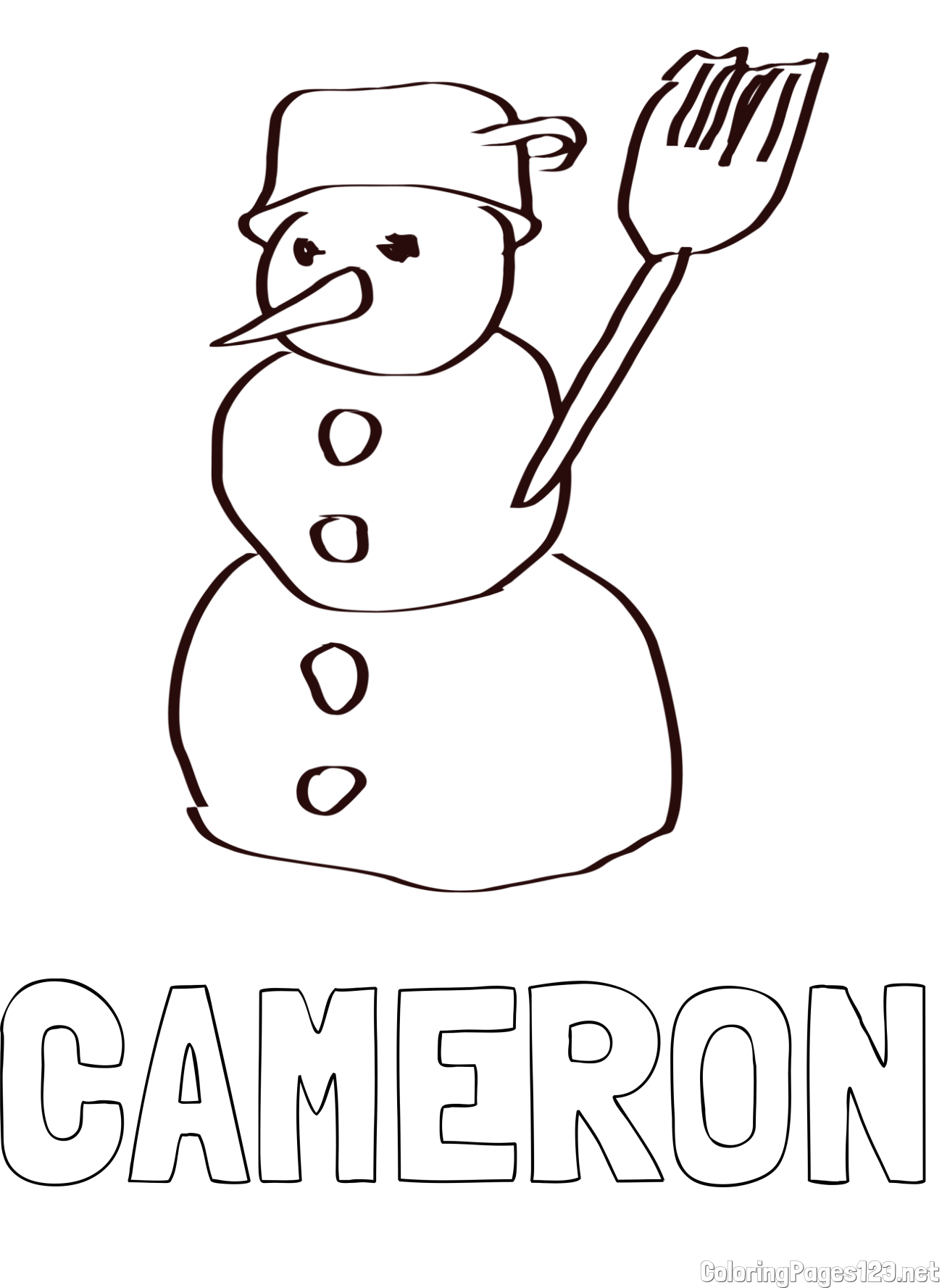 CAMERON Coloring Page and Coloring Page of a Simple Snowman