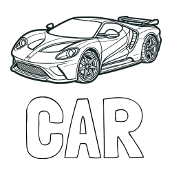 Online Created Coloring Page - CAR Coloring Page and Coloring Page of a Fast Sport's Car