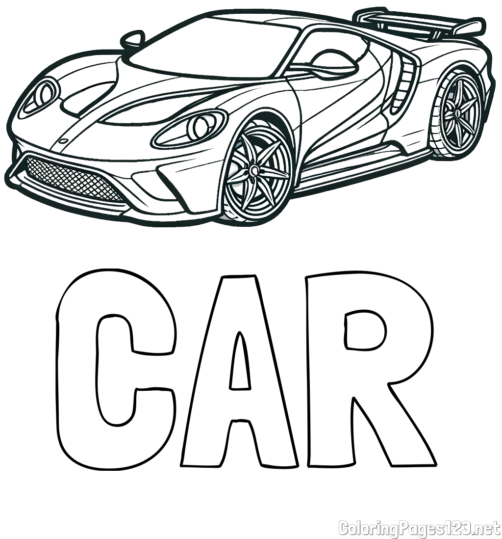 CAR Coloring Page and Coloring Page of a Fast Sport's Car