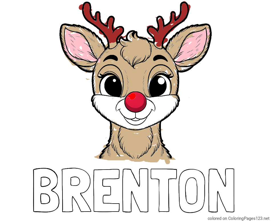 Colored coloring page - BRENTON Coloring Page and Coloring Page of Rudolph the Red-Nosed Reindeer