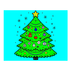 Pobarvana pobarvanka - Coloring Page of a Beautiful Christmas Tree