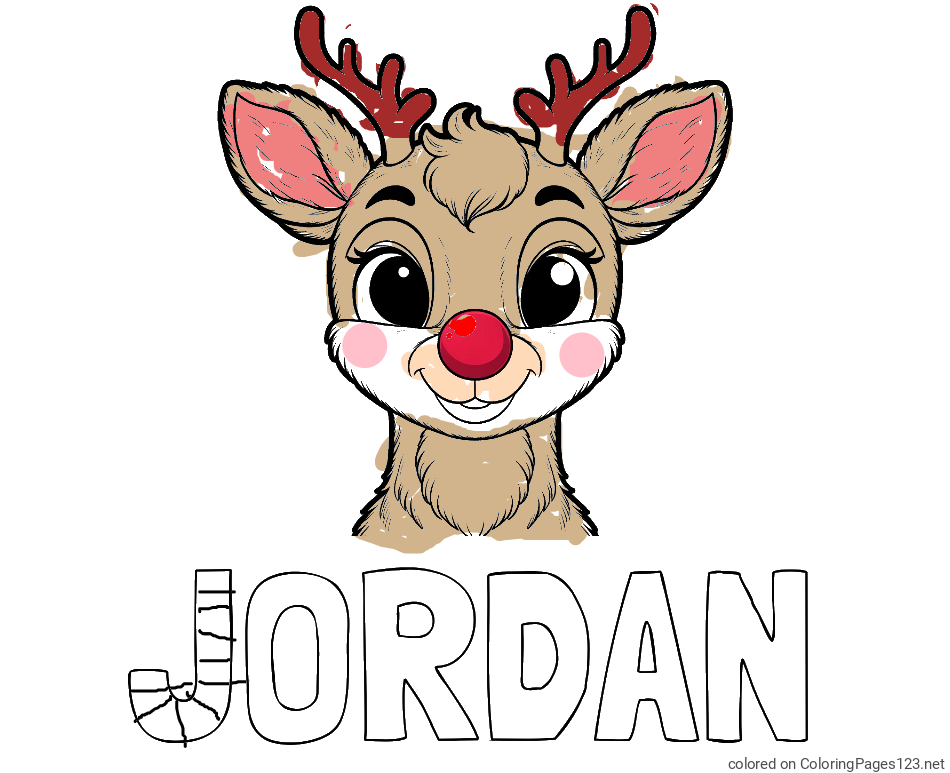 Colored coloring page - JORDAN Coloring Page and Coloring Page of Rudolph the Red-Nosed Reindeer