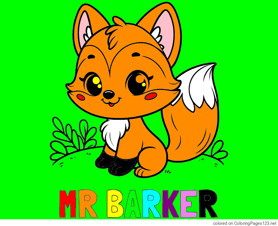 Colored coloring page - MR BARKER Coloring Page and Cute Fox Coloring Page