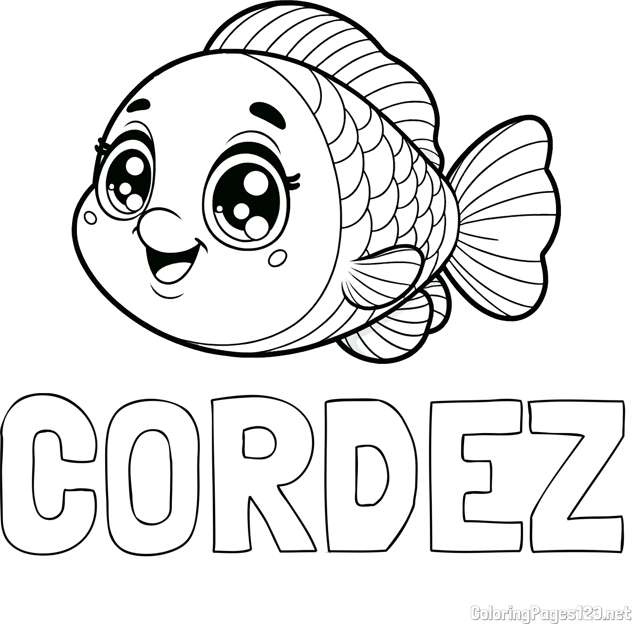 CORDEZ Coloring Page and Free Coloring Page of a Smiling Fish