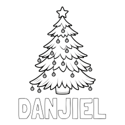 Online Created Coloring Page - DANJIEL Coloring Page and Christmas Tree with Star and Ornaments Coloring Page