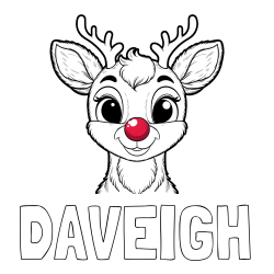 DAVEIGH Coloring Page and Coloring Page of Rudolph the Red-Nosed Reindeer