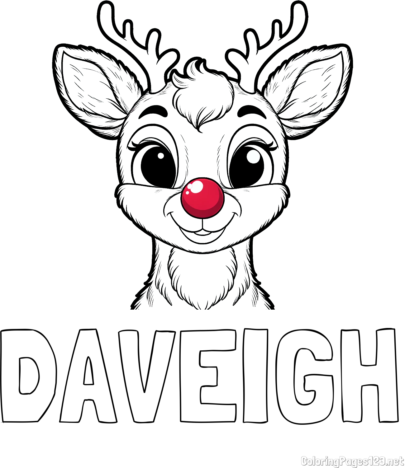 DAVEIGH Coloring Page and Coloring Page of Rudolph the Red-Nosed Reindeer