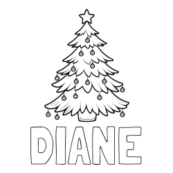 DIANE Coloring Page and Christmas Tree with Star and Ornaments Coloring Page