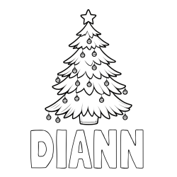 DIANN Coloring Page and Christmas Tree with Star and Ornaments Coloring Page
