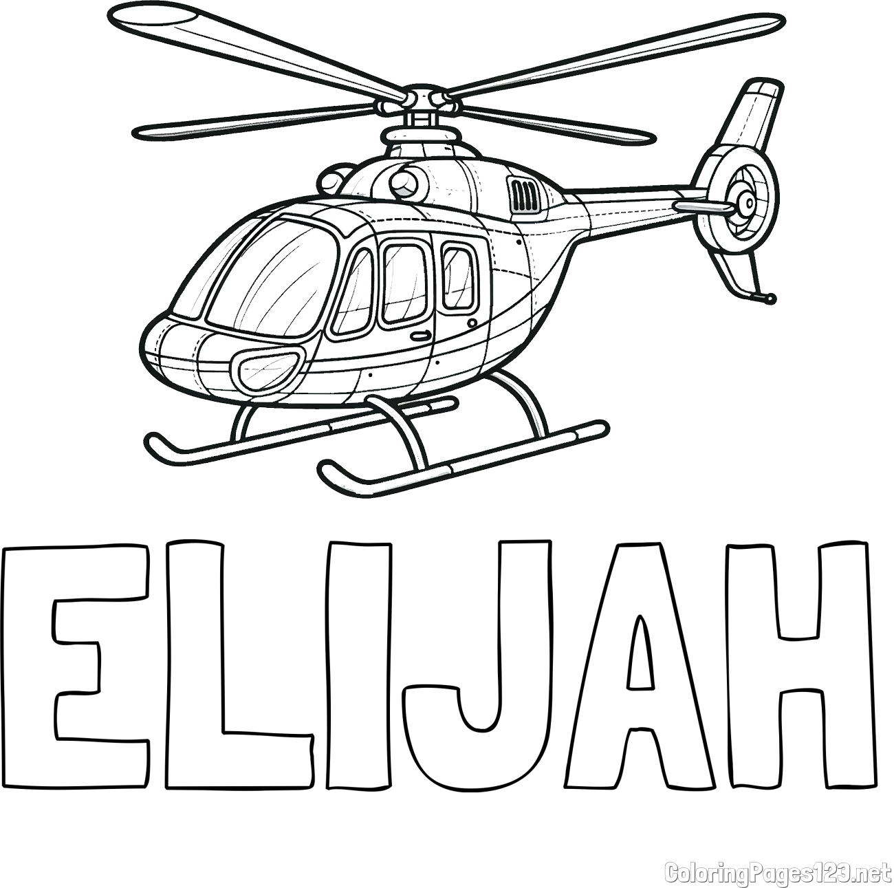 ELIJAH Coloring Page and Coloring Page of a Police Helicopter