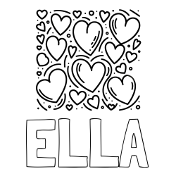 Online Created Coloring Page - ELLA Coloring Page and Free Printable Coloring Page of Hearts