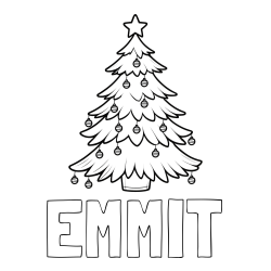 EMMIT Coloring Page and Christmas Tree with Star and Ornaments Coloring Page