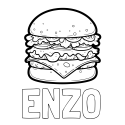Online Created Coloring Page - ENZO Coloring Page and Giant Hamburger Coloring Page