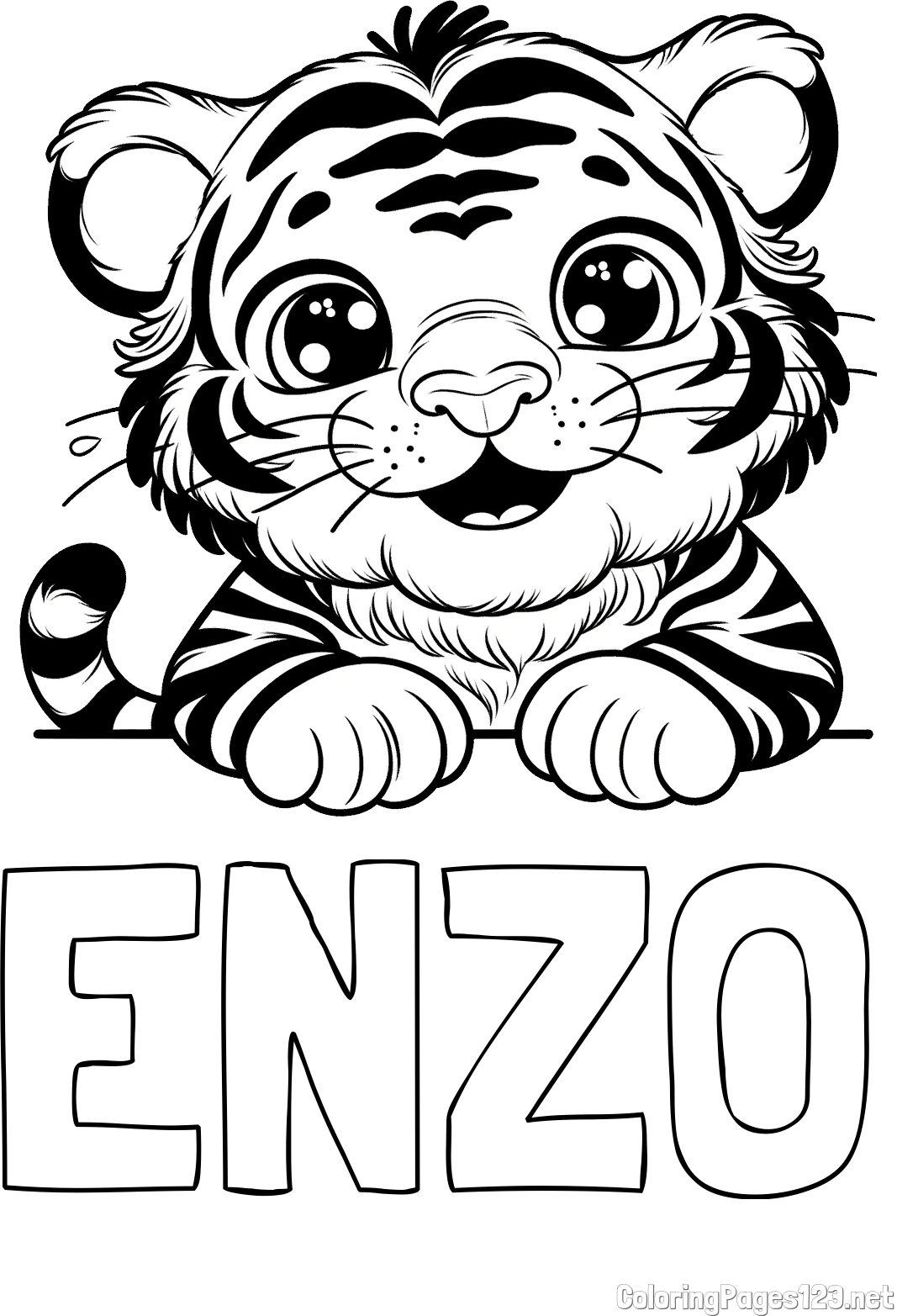 ENZO Coloring Page and Tiger Cub Coloring Page