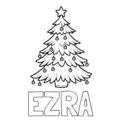Online Created Coloring Page - EZRA Coloring Page and Christmas Tree with Star and Ornaments Coloring Page