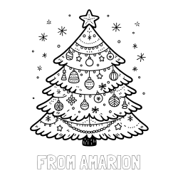 FROM AMARION Coloring Page and Coloring Page of a Beautiful Christmas Tree