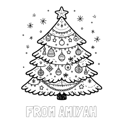 FROM AMIYAH Coloring Page and Coloring Page of a Beautiful Christmas Tree